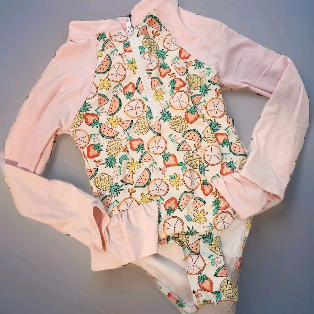 DIP‎ Pink Fruits Print Rash Guard - Size: 4T